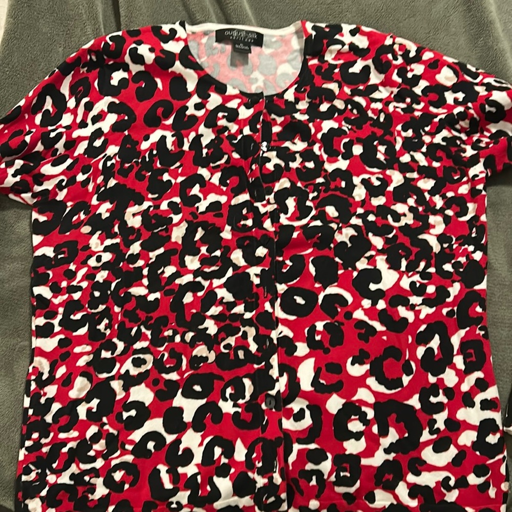 Long Sleeve Button Up Sweater by August Silk, Size XL
